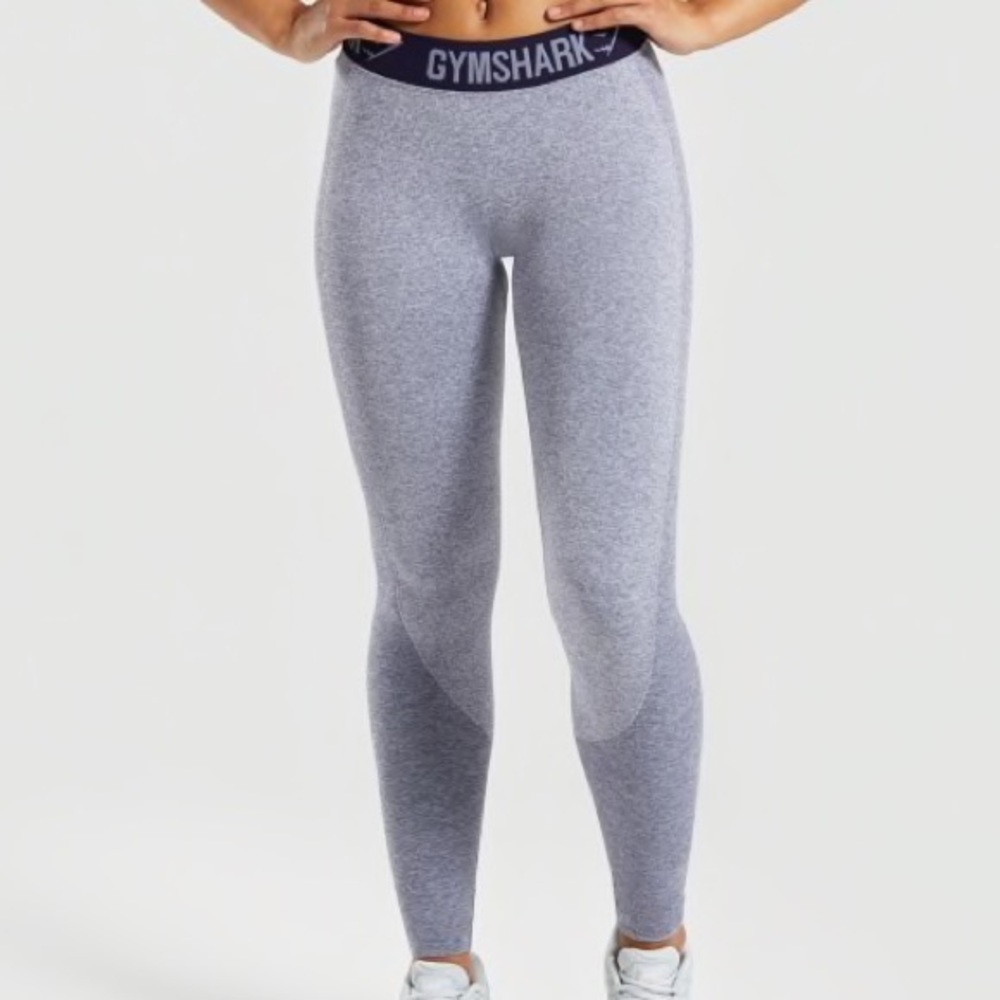 Gymshark flex leggings- grey with navy band